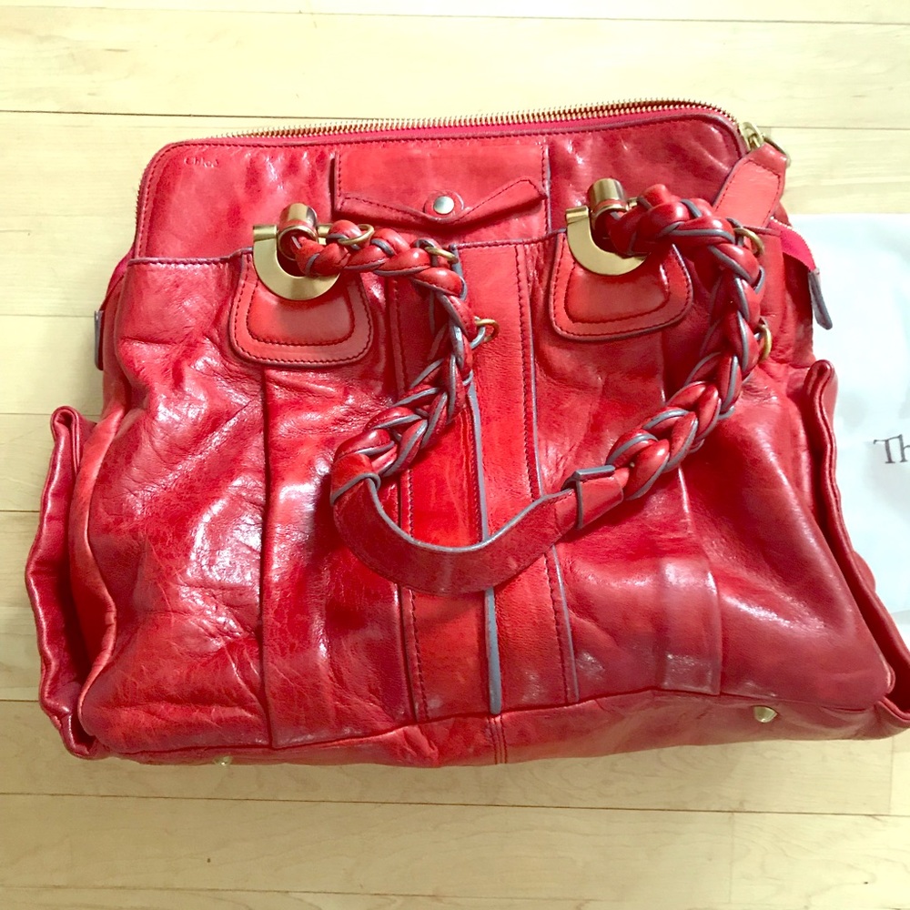 Chloe Heloise tote red leather